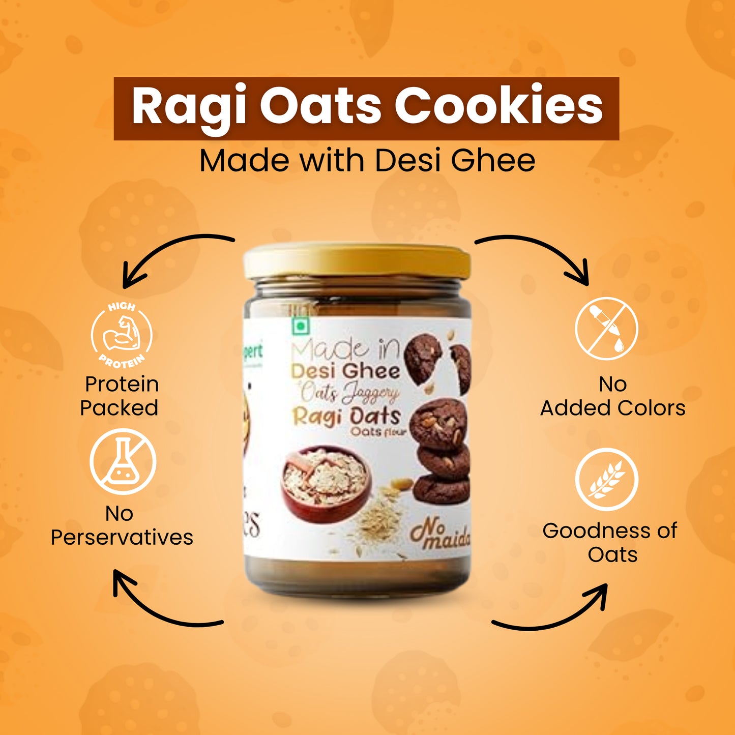 Ragi Oats Cookies | Made in Desi Ghee | Gluten Free | 170g