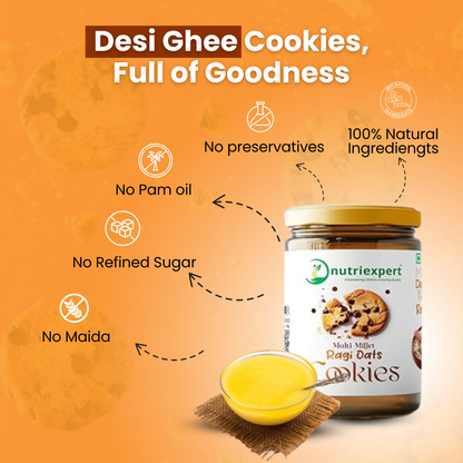 Ragi Oats Cookies | Made in Desi Ghee | Gluten Free | 300g