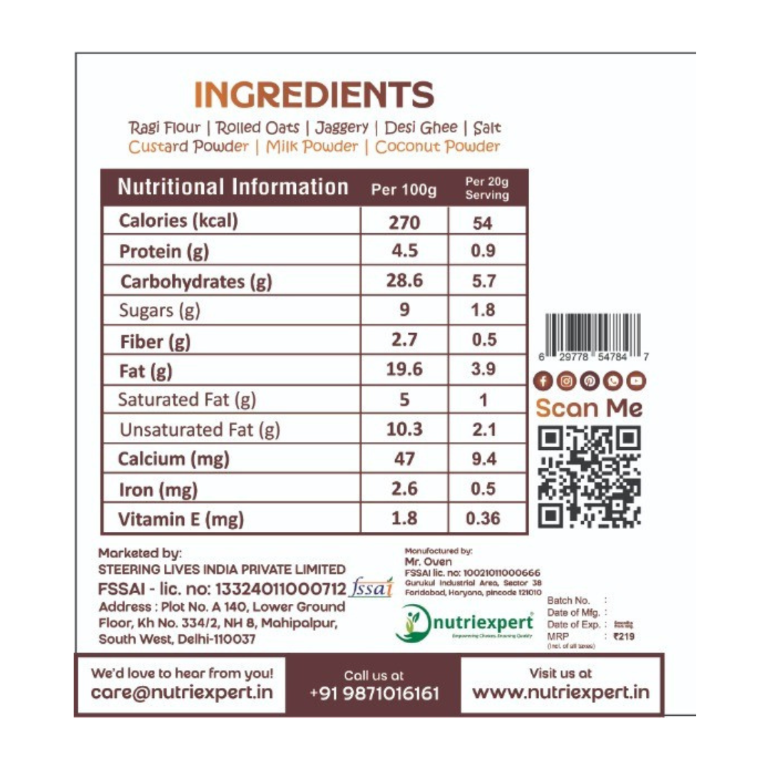 Ragi Oats Cookies | Made in Desi Ghee | Gluten Free | 170g