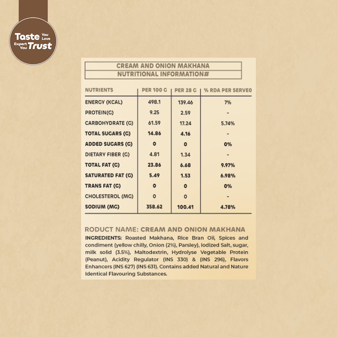 Makhana with Cream & Onion Flavor - 70gm