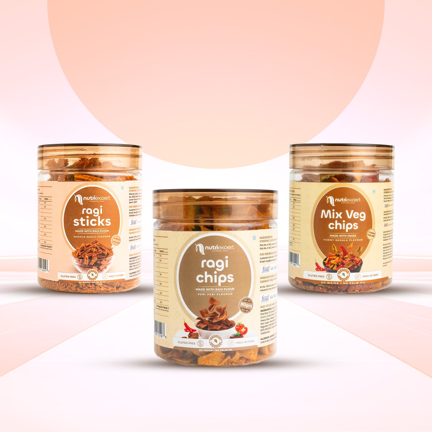 Combo Pack Ragi Chips 80gm + Ragi Sticks 80gm  + Mix Veg Chips 80gm