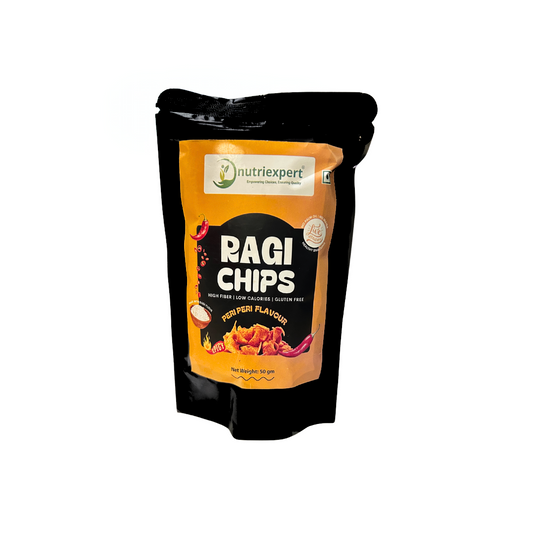 NutriExpert Ragi Chips | Peri Peri Flavour | 100% Gluten Free | No Maida & No Palm Oil | 50gm