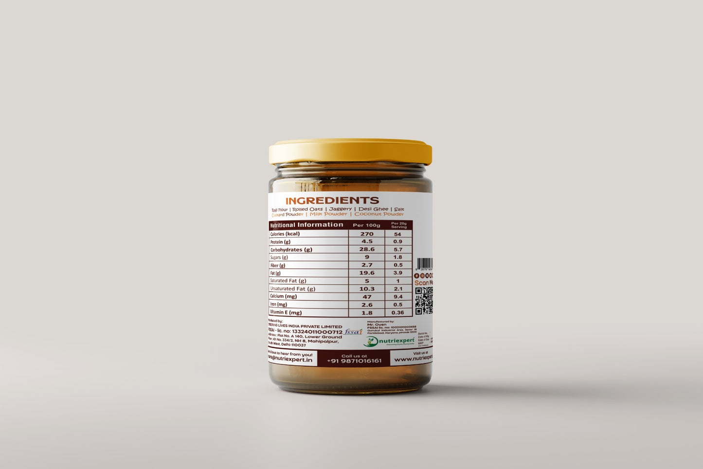 Ragi Oats Cookies | Made in Desi Ghee | Gluten Free | 170g