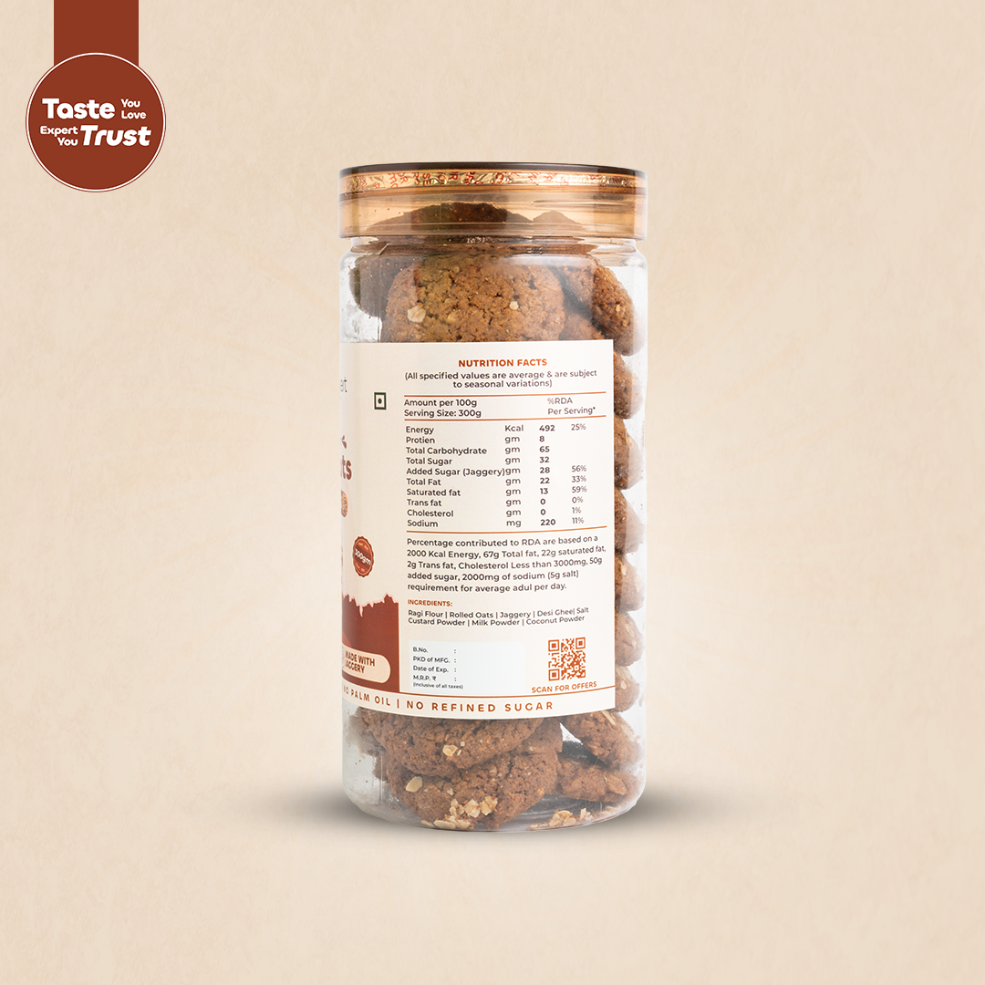Ragi oats cookies with Deshi Ghee - 300gm