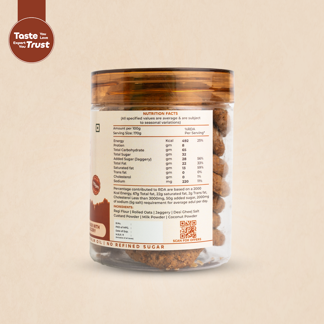 Ragi oats cookies with Deshi Ghee - 170gm